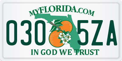 FL license plate 0305ZA