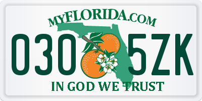FL license plate 0305ZK
