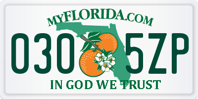 FL license plate 0305ZP