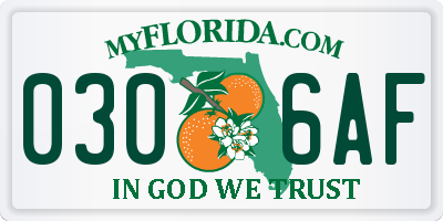 FL license plate 0306AF