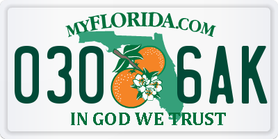 FL license plate 0306AK