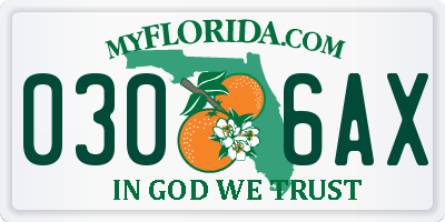 FL license plate 0306AX