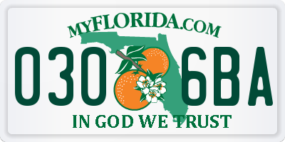 FL license plate 0306BA