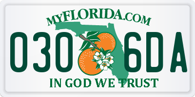 FL license plate 0306DA