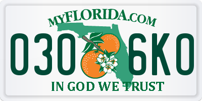 FL license plate 0306KO