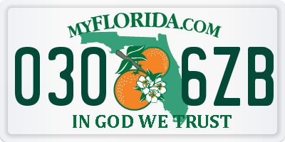 FL license plate 0306ZB