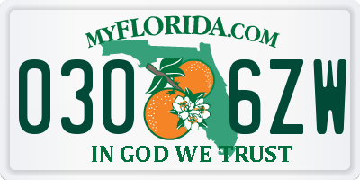 FL license plate 0306ZW