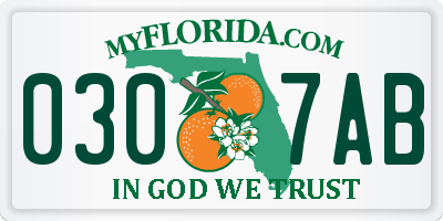 FL license plate 0307AB