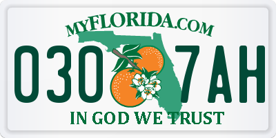 FL license plate 0307AH