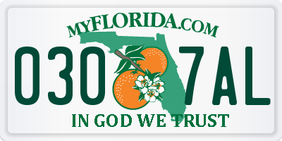 FL license plate 0307AL