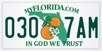 FL license plate 0307AM