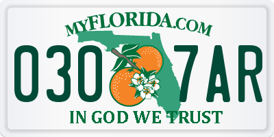 FL license plate 0307AR