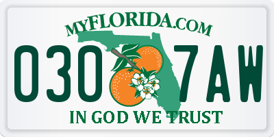 FL license plate 0307AW