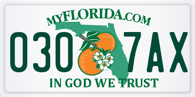FL license plate 0307AX