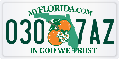 FL license plate 0307AZ