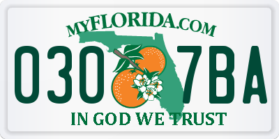 FL license plate 0307BA