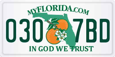 FL license plate 0307BD