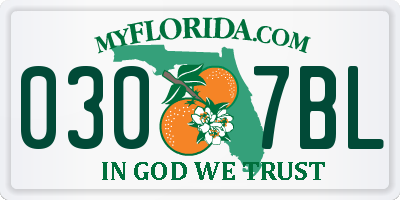FL license plate 0307BL
