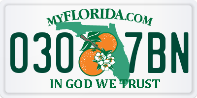 FL license plate 0307BN