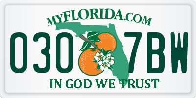 FL license plate 0307BW