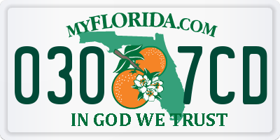 FL license plate 0307CD
