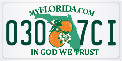 FL license plate 0307CI