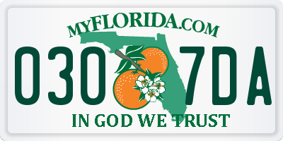 FL license plate 0307DA