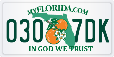 FL license plate 0307DK