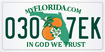 FL license plate 0307EK