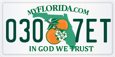 FL license plate 0307ET