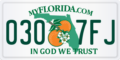 FL license plate 0307FJ