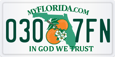 FL license plate 0307FN