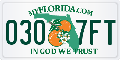 FL license plate 0307FT