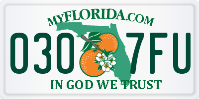 FL license plate 0307FU