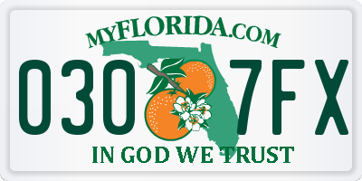 FL license plate 0307FX