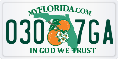 FL license plate 0307GA