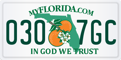 FL license plate 0307GC