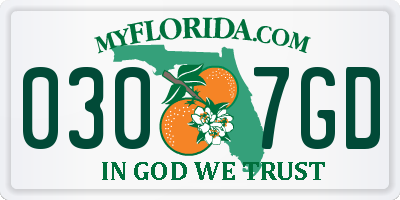 FL license plate 0307GD