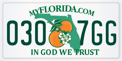FL license plate 0307GG