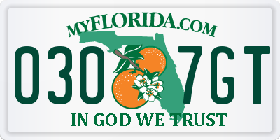 FL license plate 0307GT
