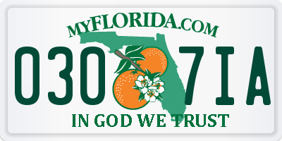 FL license plate 0307IA