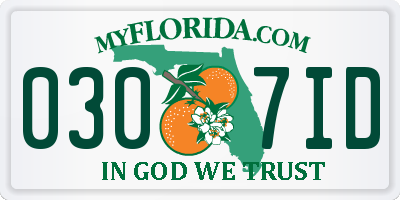 FL license plate 0307ID