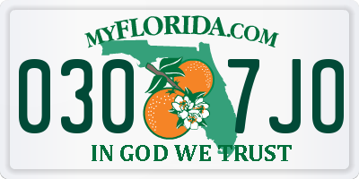 FL license plate 0307JO