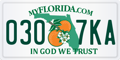 FL license plate 0307KA