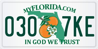 FL license plate 0307KE