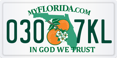 FL license plate 0307KL