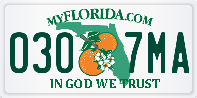 FL license plate 0307MA