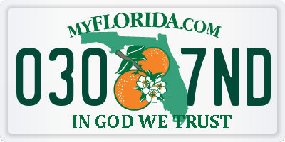 FL license plate 0307ND