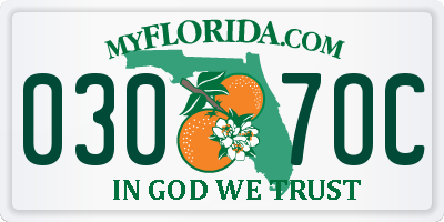 FL license plate 0307OC