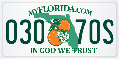 FL license plate 0307OS